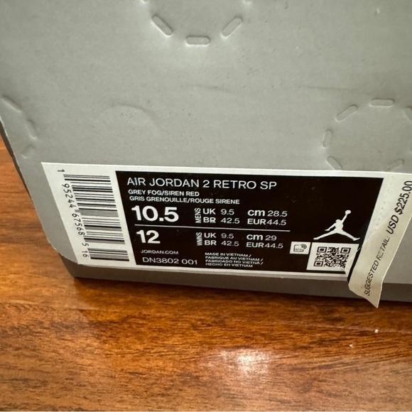 Jordan 2 Retro SP Union Grey Fog Size 10.5 - Picture 10 of 11